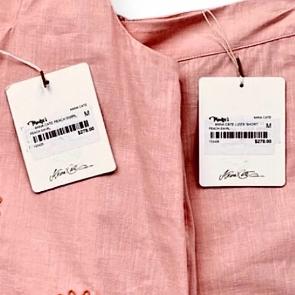 Anna Cate Cotton Embroidered Shorts Set Peach NWT Resort Size Medium - Picture 9 of 13